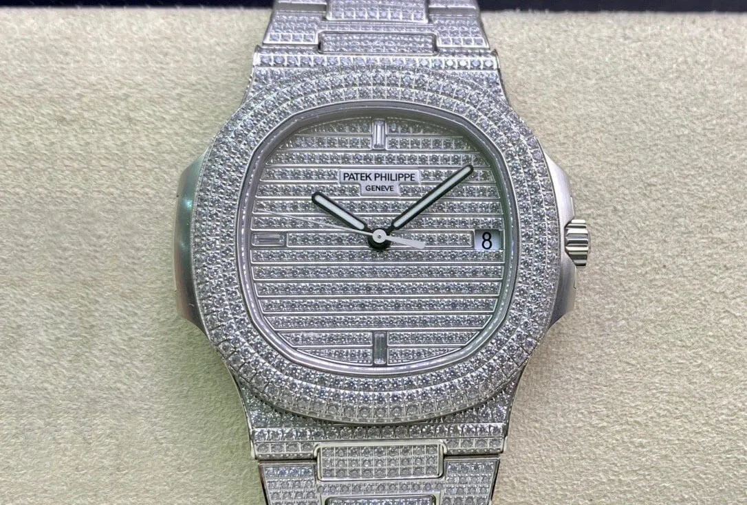 Patek Philippe Nautilus 5719 10G-010 PPF Factory 1:1 Best Edition Replica Watch V4 Silver Diamond Swiss Cal.324 SC